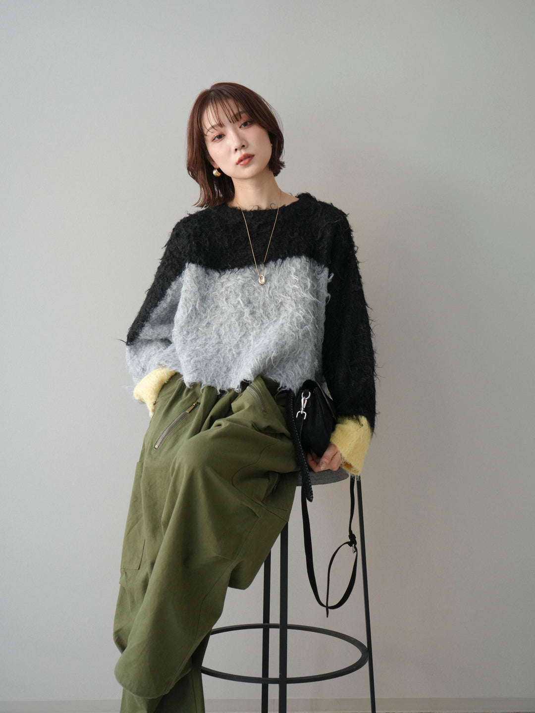 [SET]バイカラーモヘアタッチニットプルオーバー+バイカラーモヘアタッチニットプルオーバー(2set)