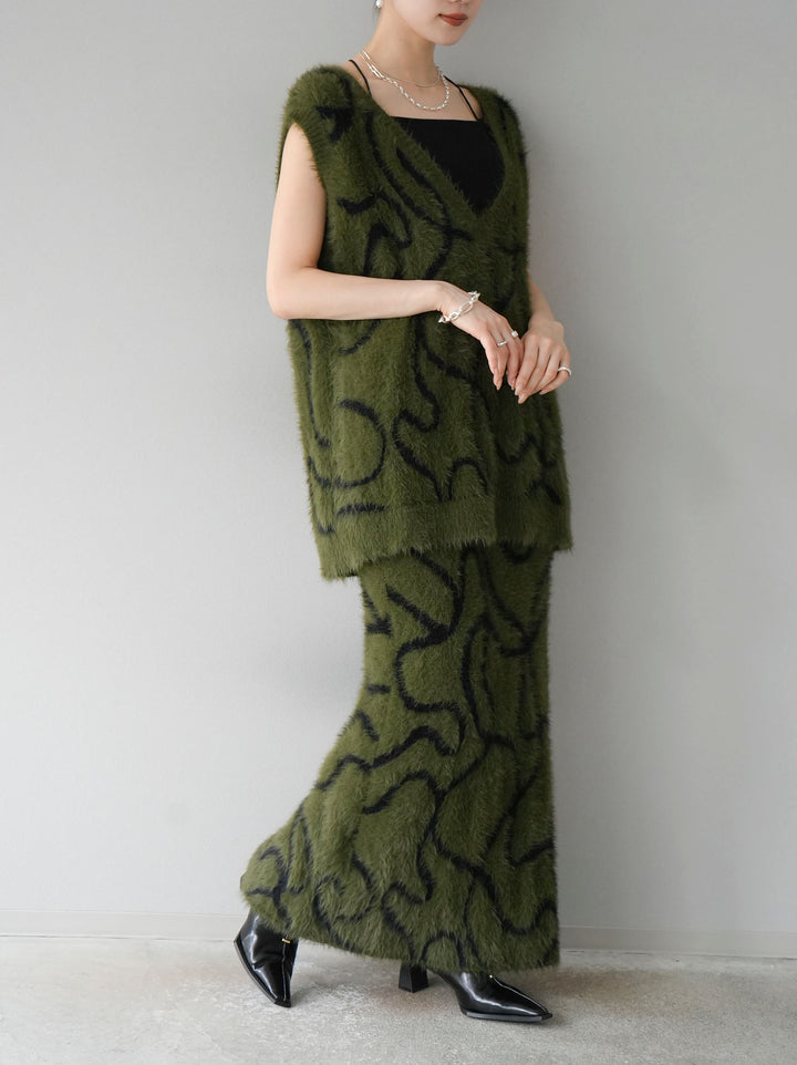 [預訂] Line 毛絨針織裙/卡其色