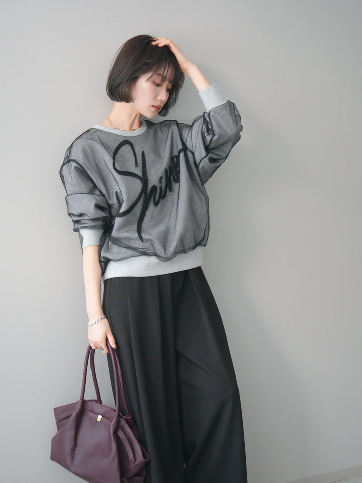 [SET]チュールレイヤードロゴスエットプルオーバー+選べるアクセセット(2set)