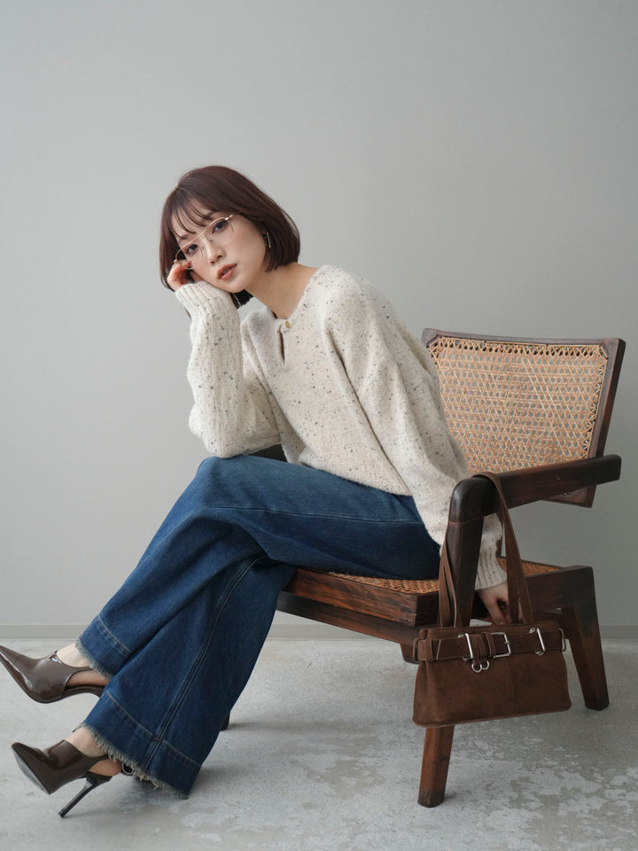 [SET]ツイストネックラメネップヤーンニットプルオーバー+ツイストネックラメネップヤーンニットプルオーバー(2set)