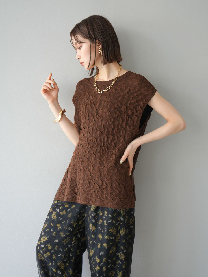 【預購】Pokopoko 無袖針織套頭衫/棕色