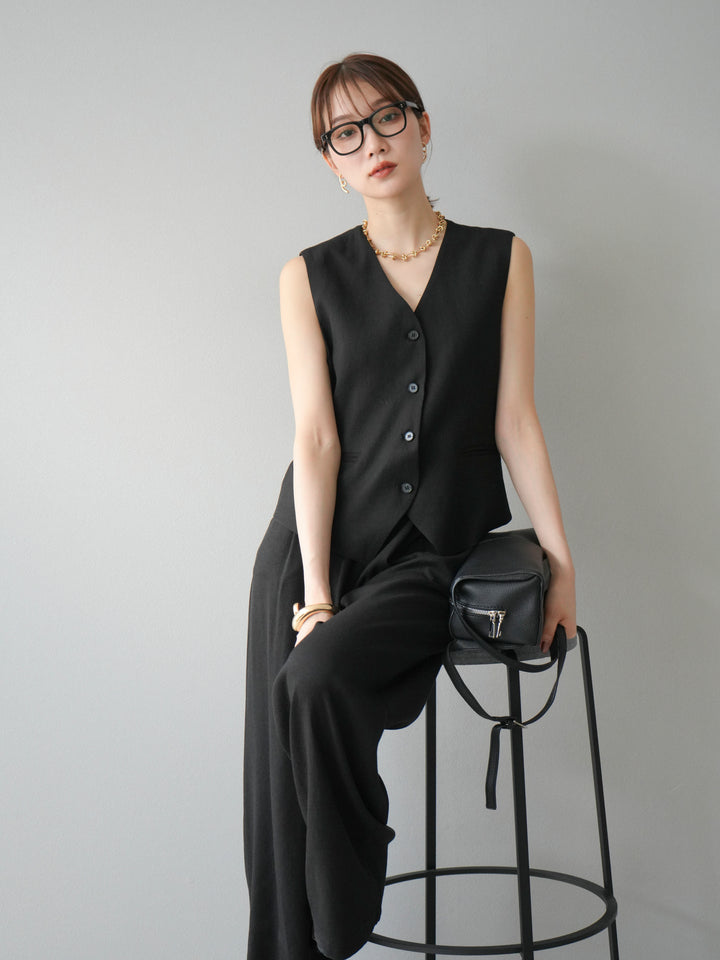 [SET]Vネックジレ＆ワイドパンツSET UP(2set)