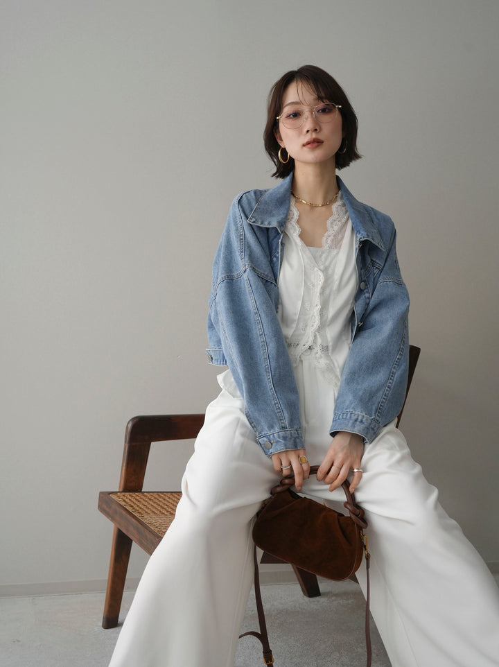 [予約]デニムショートシャツジャケット/blue