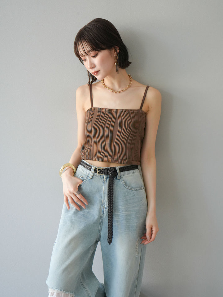 [SET]ウェーブパイピングカップ付ベアキャミソール+ウェーブパイピングカップ付ベアキャミソール(2set)