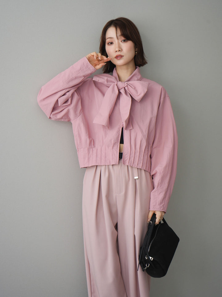 [SET]ボウタイ裾プリーツライトジャケット+ボウタイ裾プリーツライトジャケット(2set)