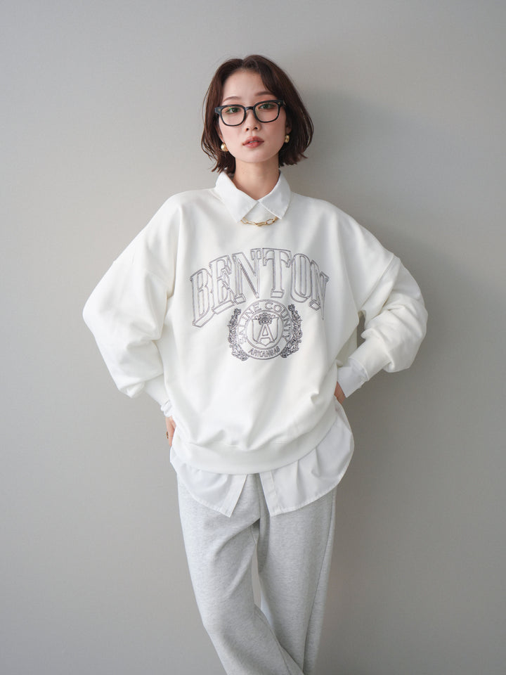 [予約]カレッジロゴ刺繍BIGスウェットプルオーバー/offwhite