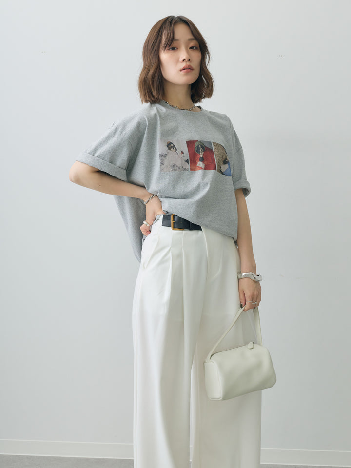 [SET]スリードッグフォトボックスTEE+アシンメトリーベルトタックワイドパンツ(2set)