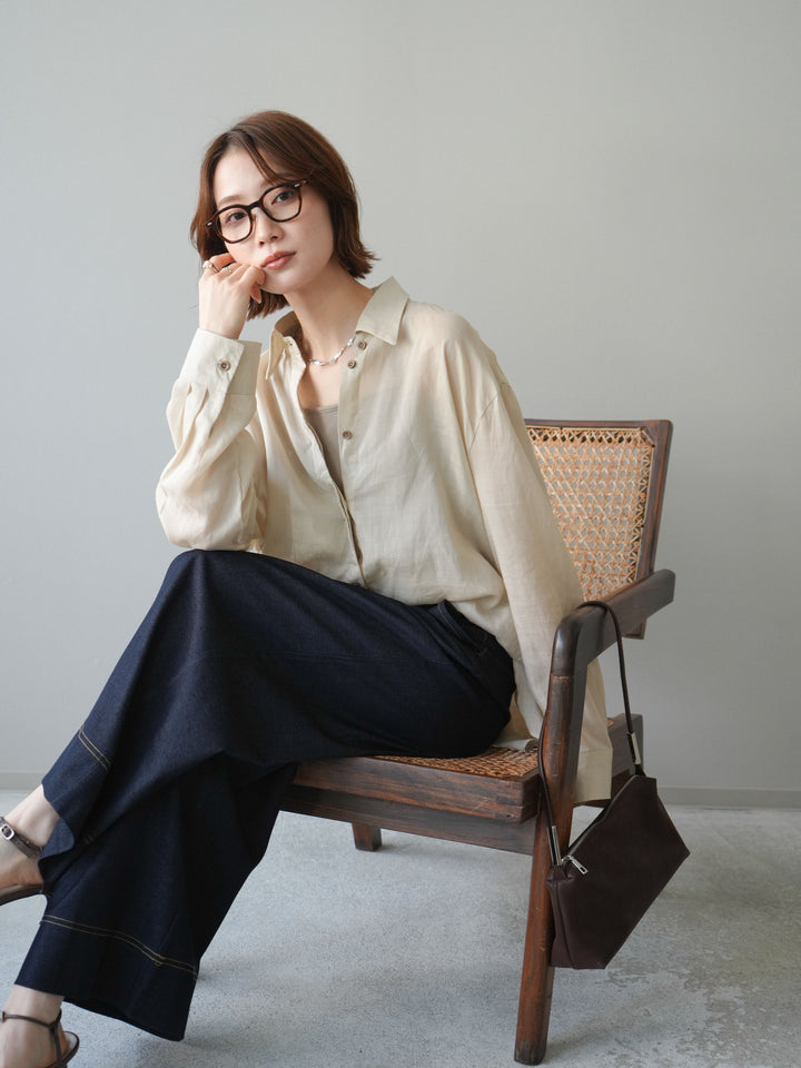 [予約]バックオープンツイストシャツ/beige