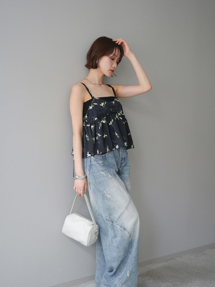 [SET]フラワープリントキャミソール+フラワープリントキャミソール(2set)