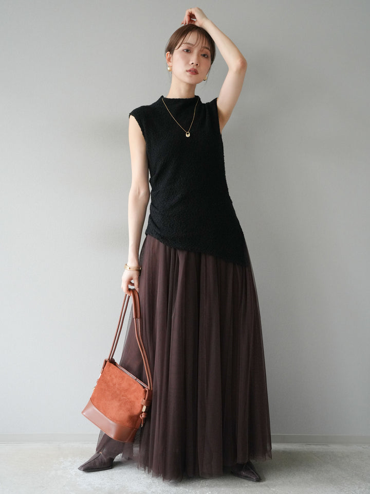[予約]チュールボリュームスカート/ブラウン