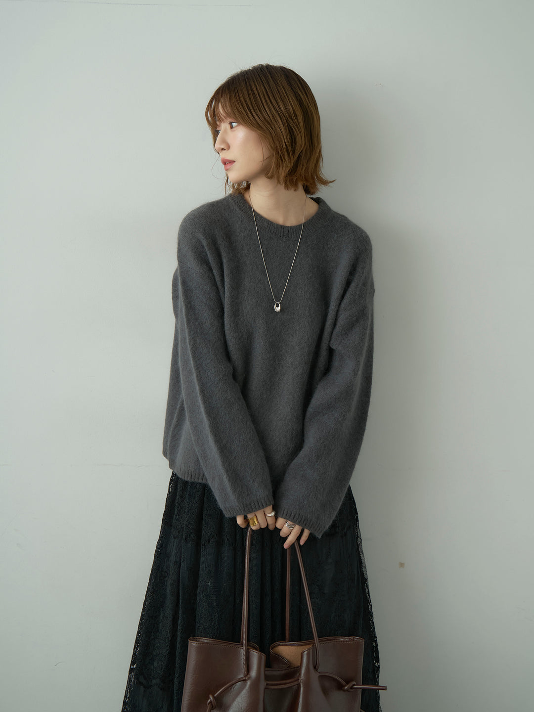 [予約]ソフトシャギークルーネックプルオーバー/darkgray