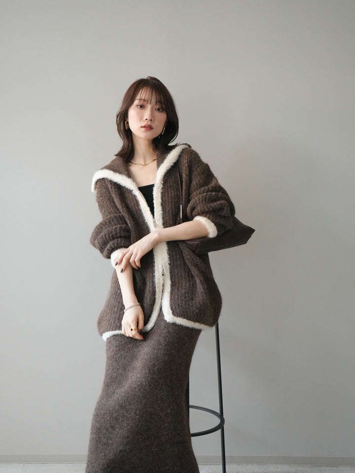 [SET]襟付き配色シャギーニット＆ロングスカートSET UP(2set)