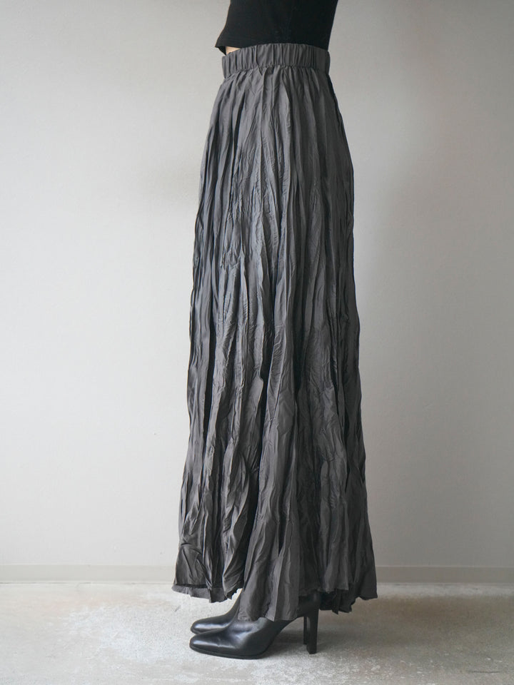 [予約]ワッシャープリーツロングスカート/charcoal