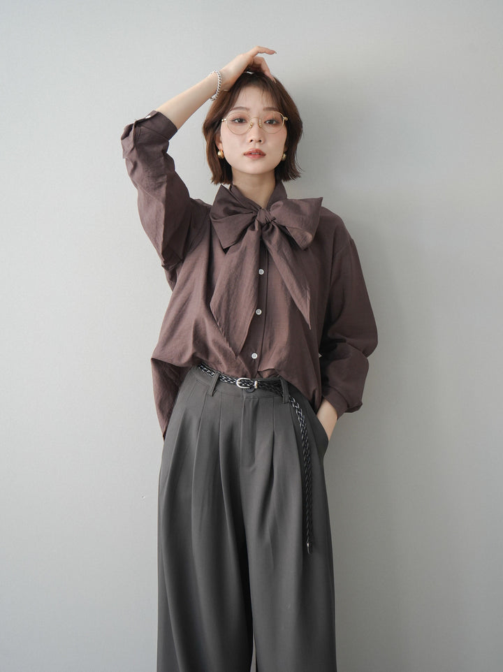 [予約]シアーボウタイブラウス/brown