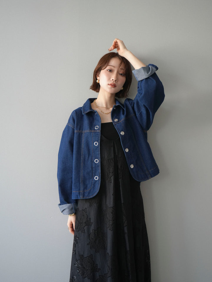 [予約]フラワーレースキャミワンピース/black