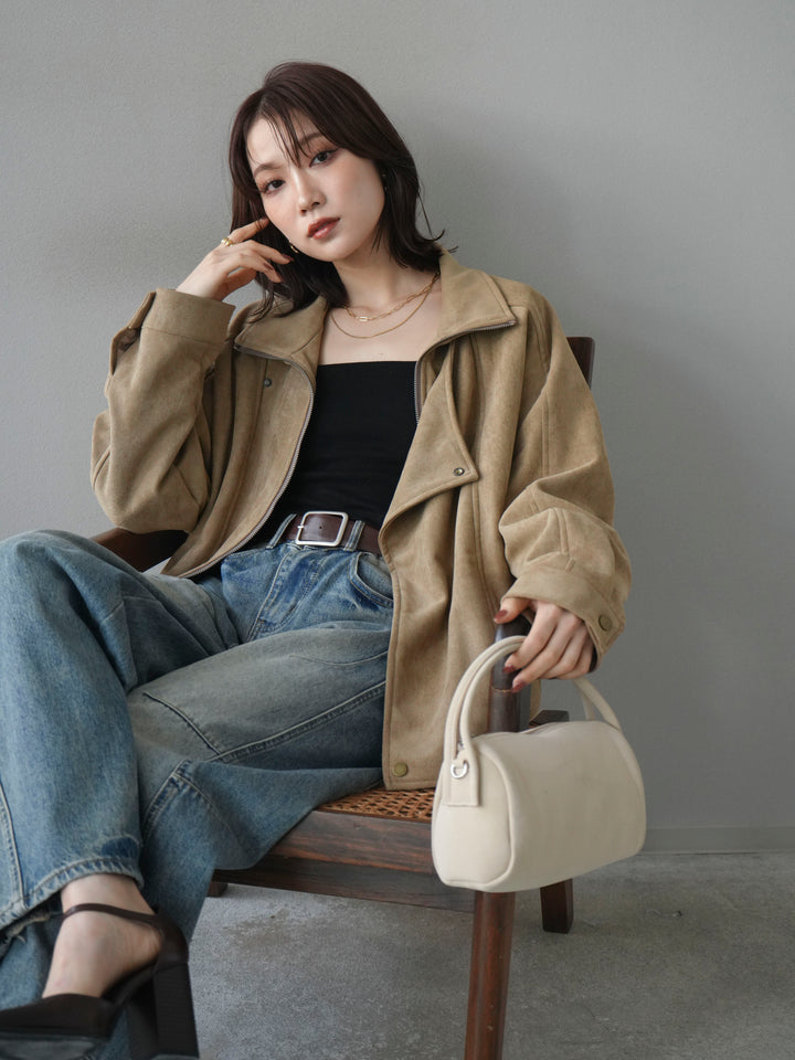 [予約]スエードライダースミドルジャケット/beige