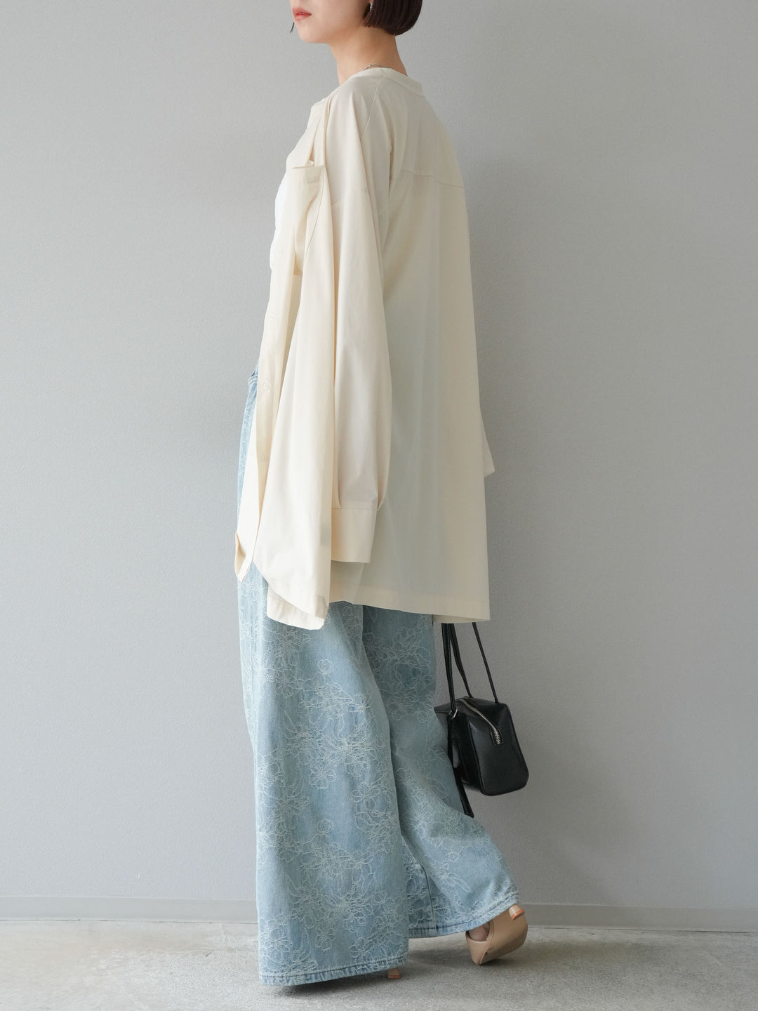 【預購】花提花牛仔寬褲/藍