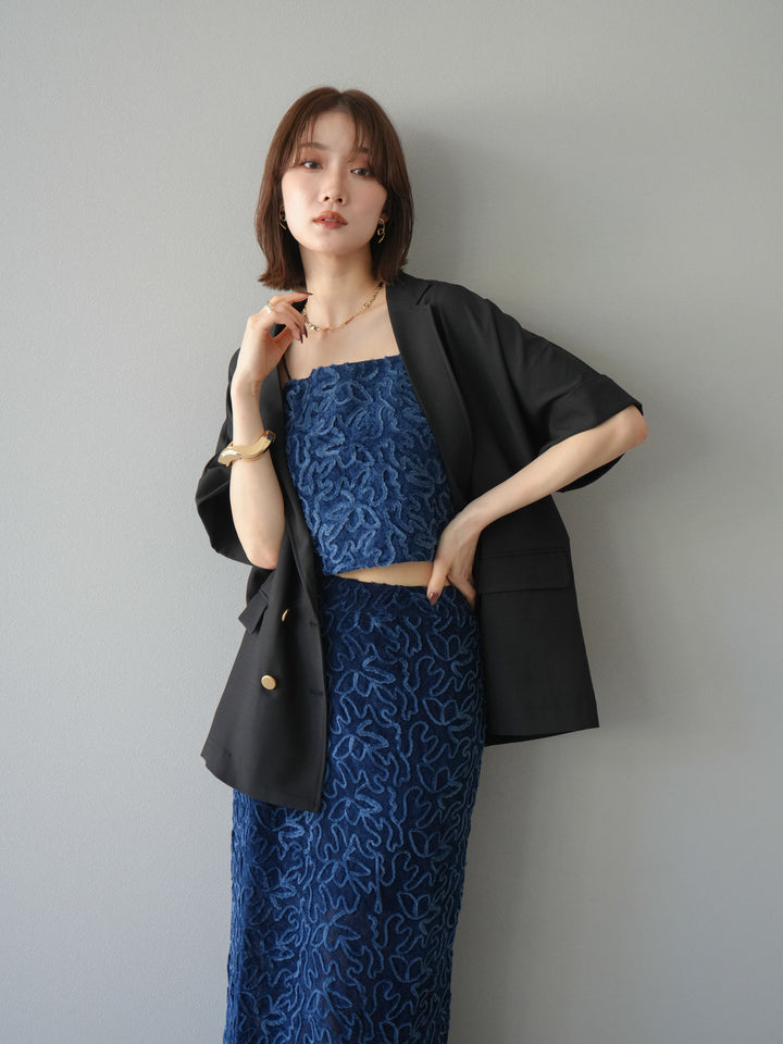 [預購] 金色紐扣半身夾克/黑色