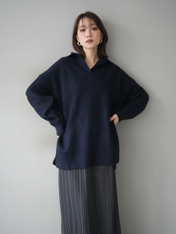 [SET]スキッパーオーバーニットプルオーバー+選べるアクセセット(2set)