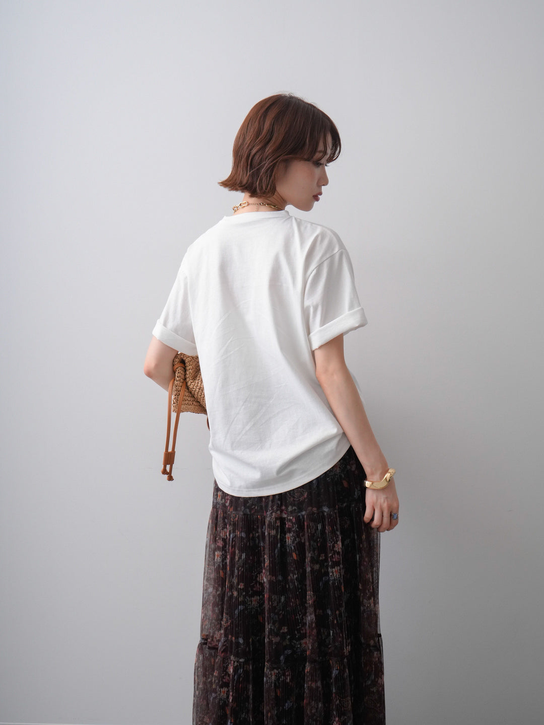 [SET]ニュアンスフローラルフォトTEE+フラワーチュールギャザースカート(2set)