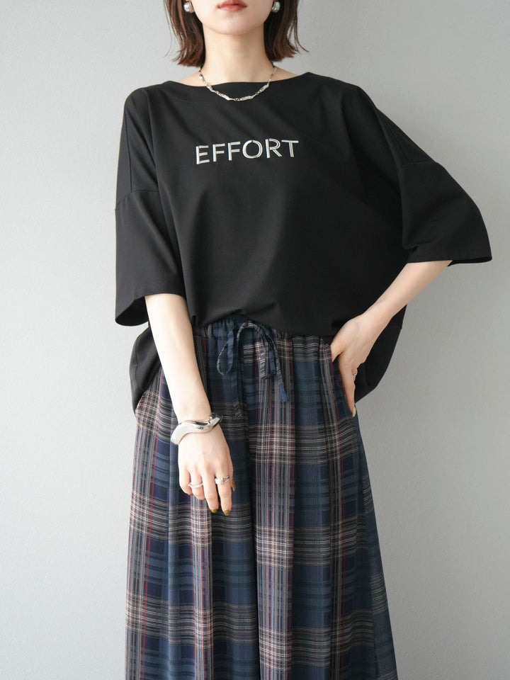 [予約]異素材メタリックロゴ刺繍×プリントTシャツ/ブラック