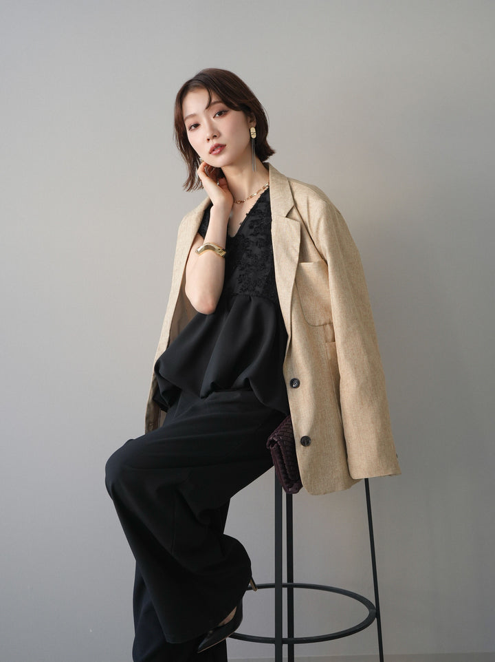 [SET]ジャガードレースぺプラムドッキングサロペット+選べるアクセセット(2set)