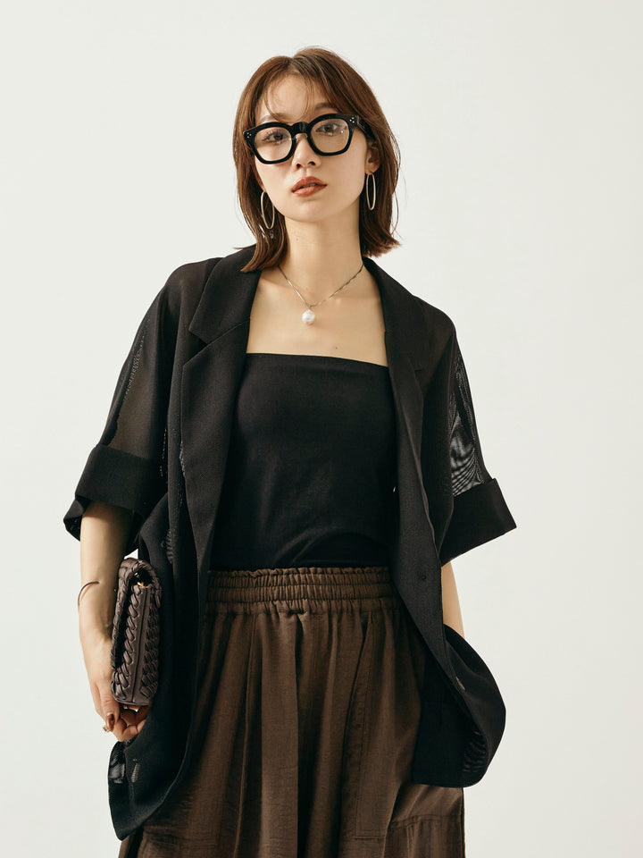 [予約]メッシュハーフテーラードジャケット/ブラック