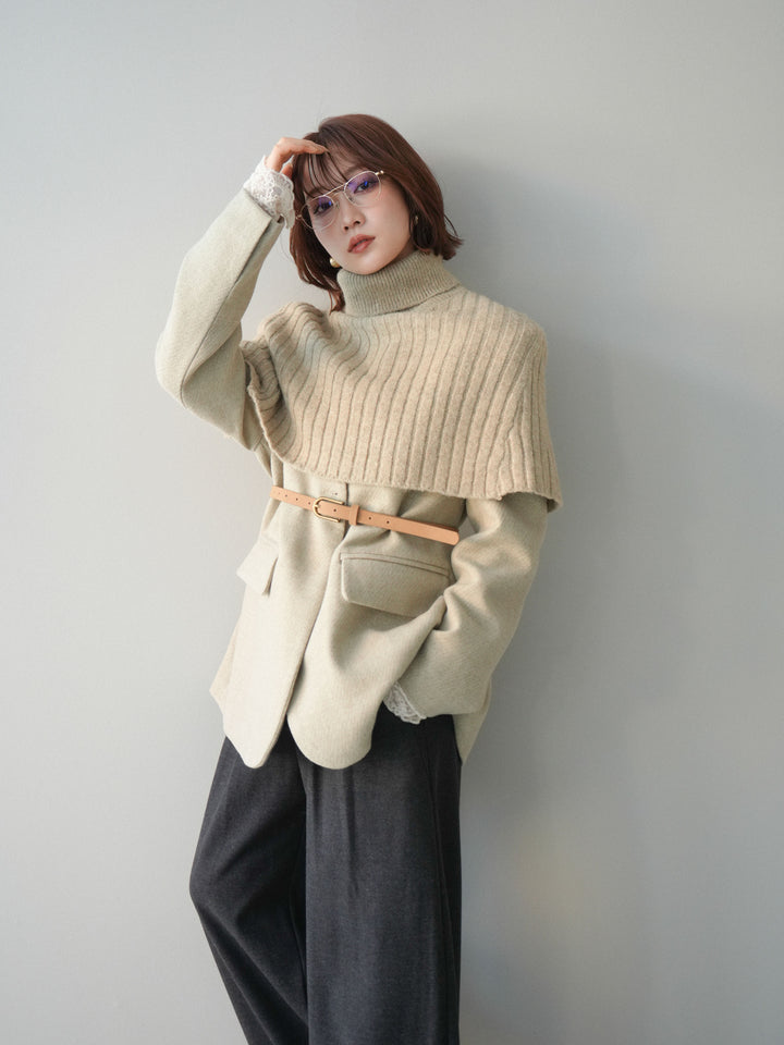 [20%オフ]ケープ付ノーカラージャケット/ivory