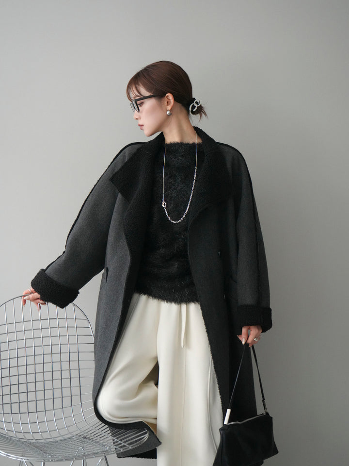 [予約]アウトシーム裏ボアコート/black