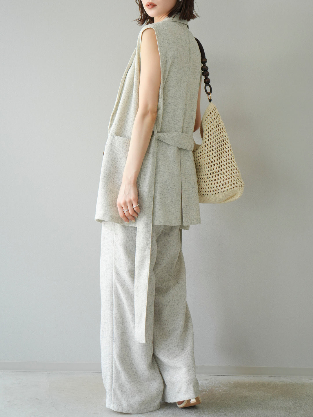 [予約]ミックスツイードタックパンツ/アイボリー