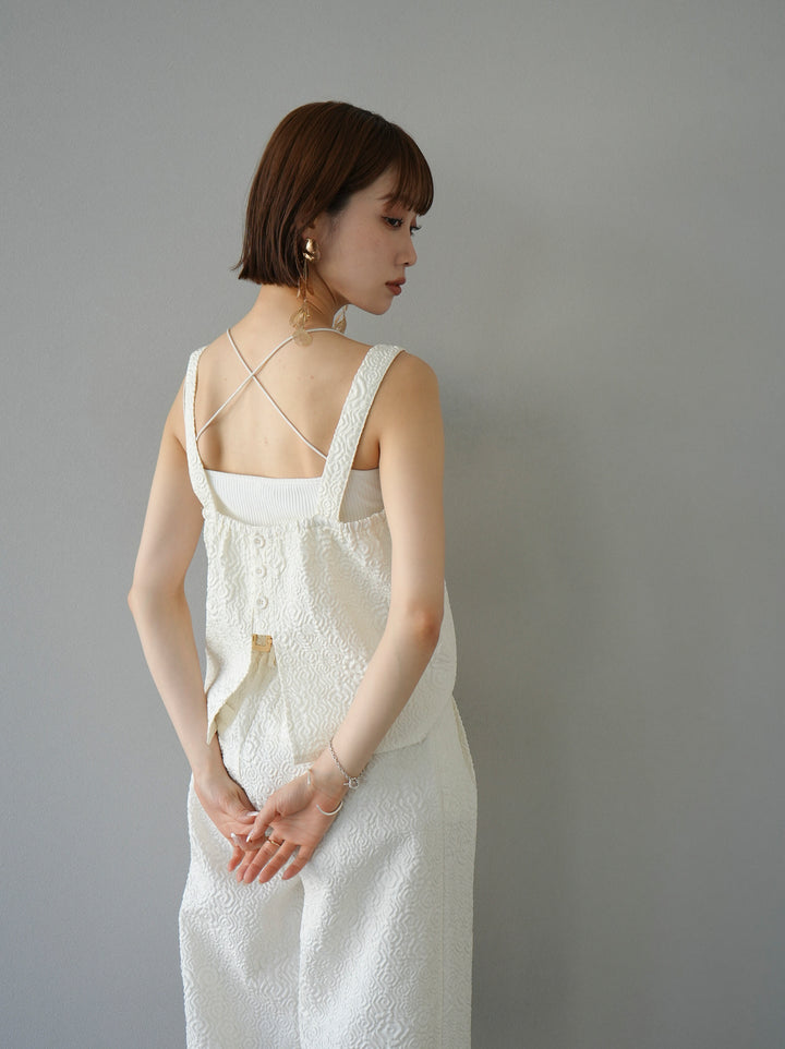 [Pre-order] Puffy Jacquard Bustier Cami Top/Ivory