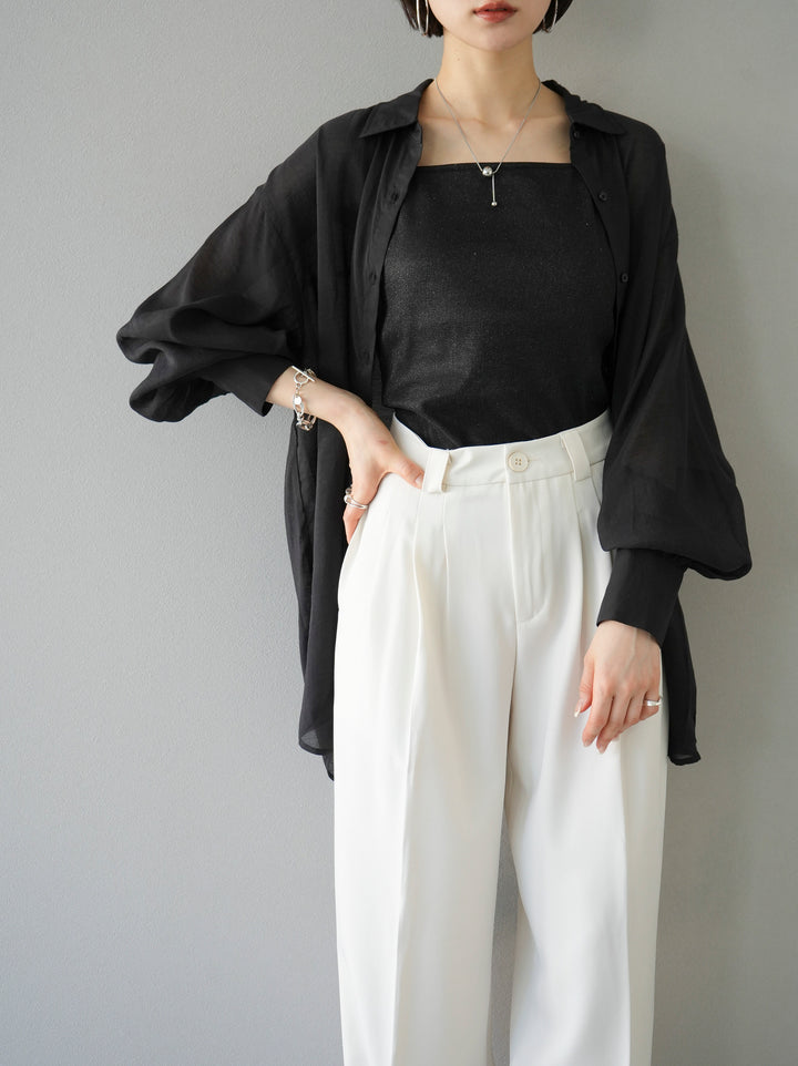 [予約]ボリュームスリーブシアーオーバーシャツ/ブラック