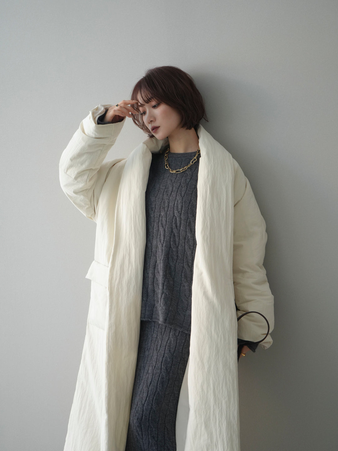 [SET]ストール付ケーブルニットプルオーバー&ロングスカートSET UP+ストール付ケーブルニットプルオーバー&ロングスカートSET UP(2set)