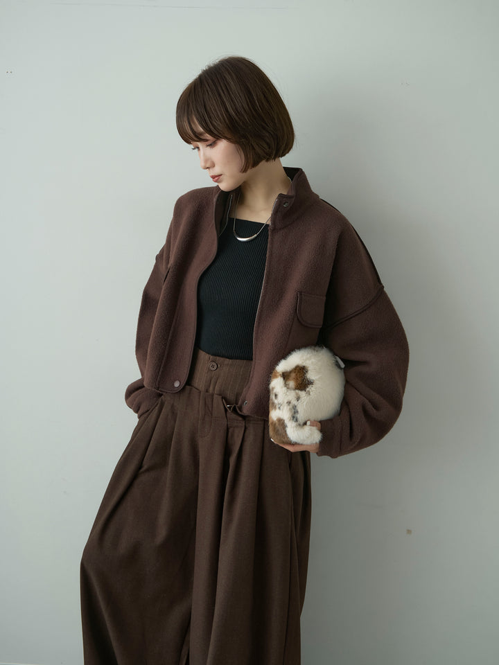 [予約]圧縮ニットショートブルゾン/brown