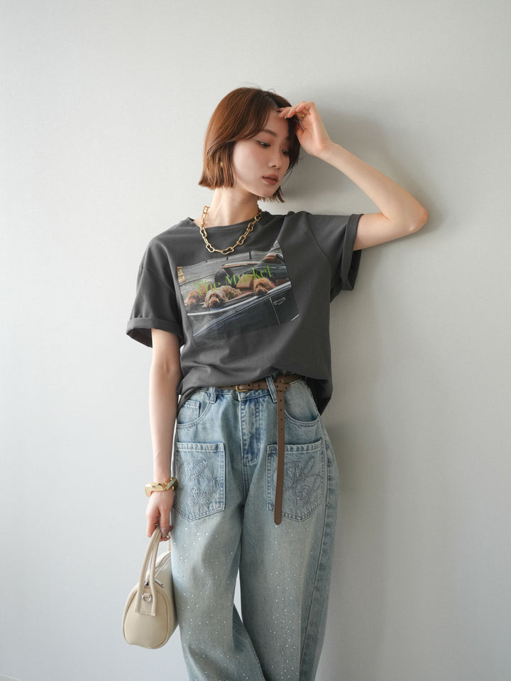 [予約]ドッグフォトTEE/charcoal