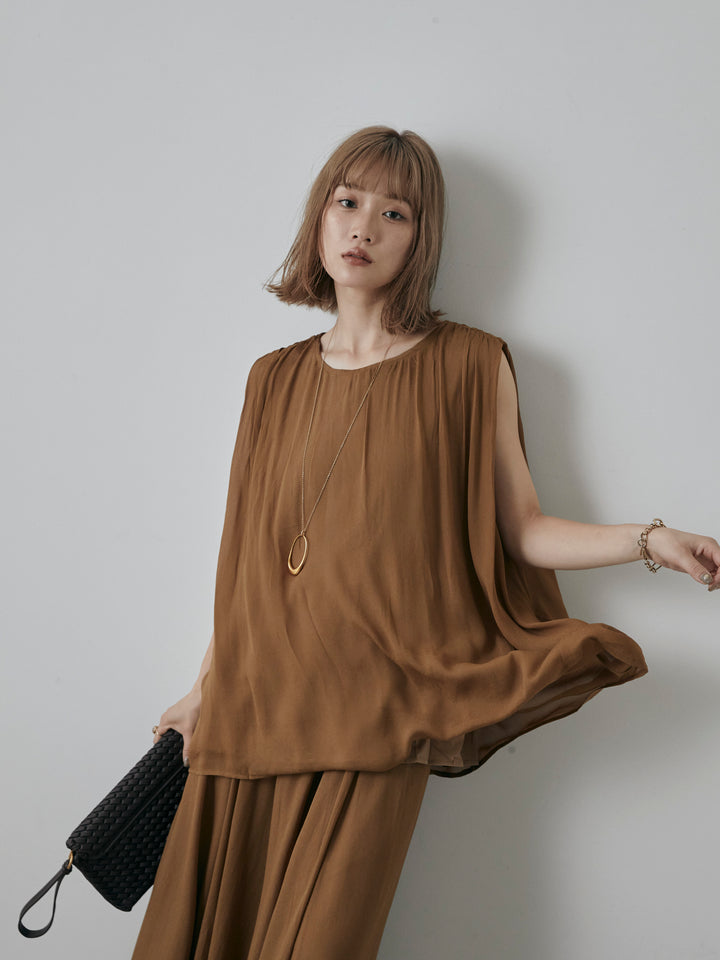 [予約]シアータックショルダーブラウス/ベージュ
