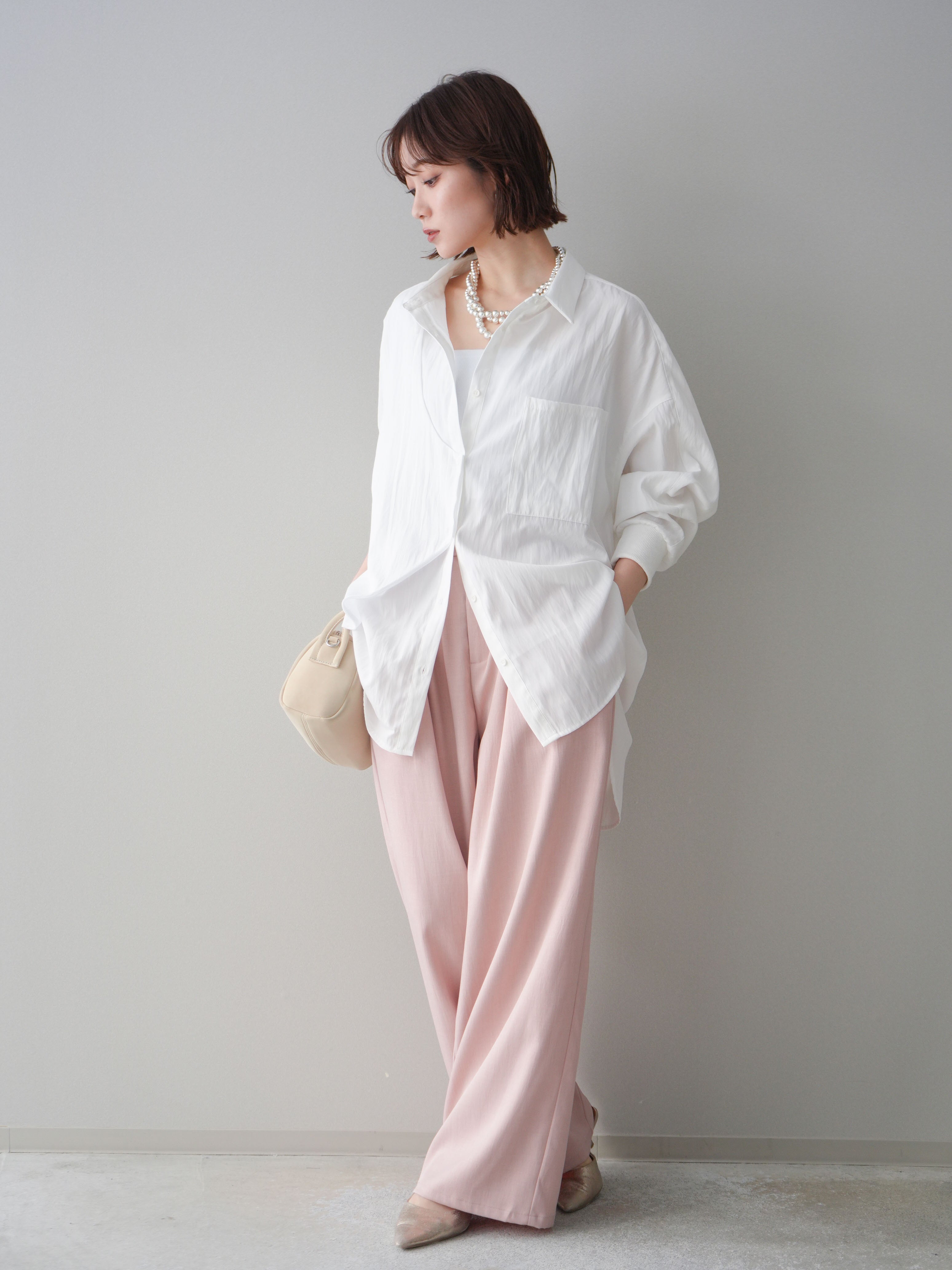 Limifeu シャツドッキングパンツレーヨン 予約]異素材ドッキングメニータックワイドパンツ/pink – Lumier