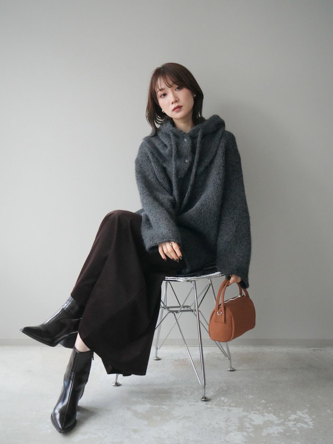 [SET]バラクラバSETニットプルオーバー+ベルベットナロースカート(2set)