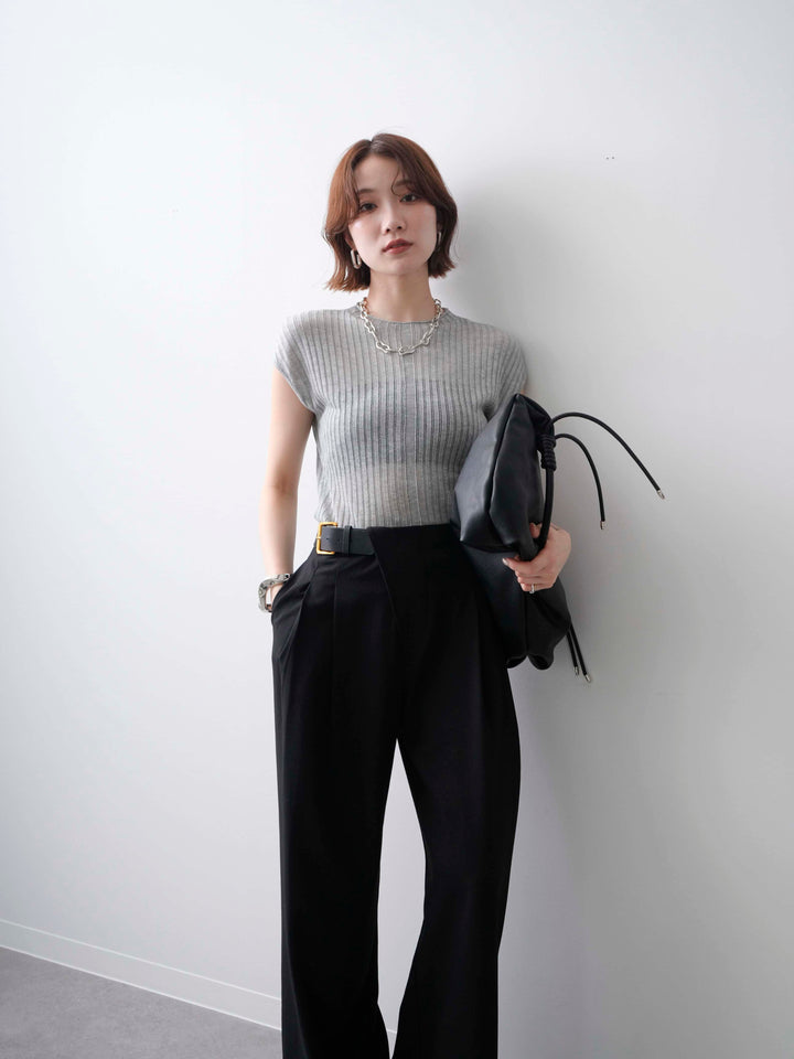 [予約]シアーリブフレンチニットトップス/grey