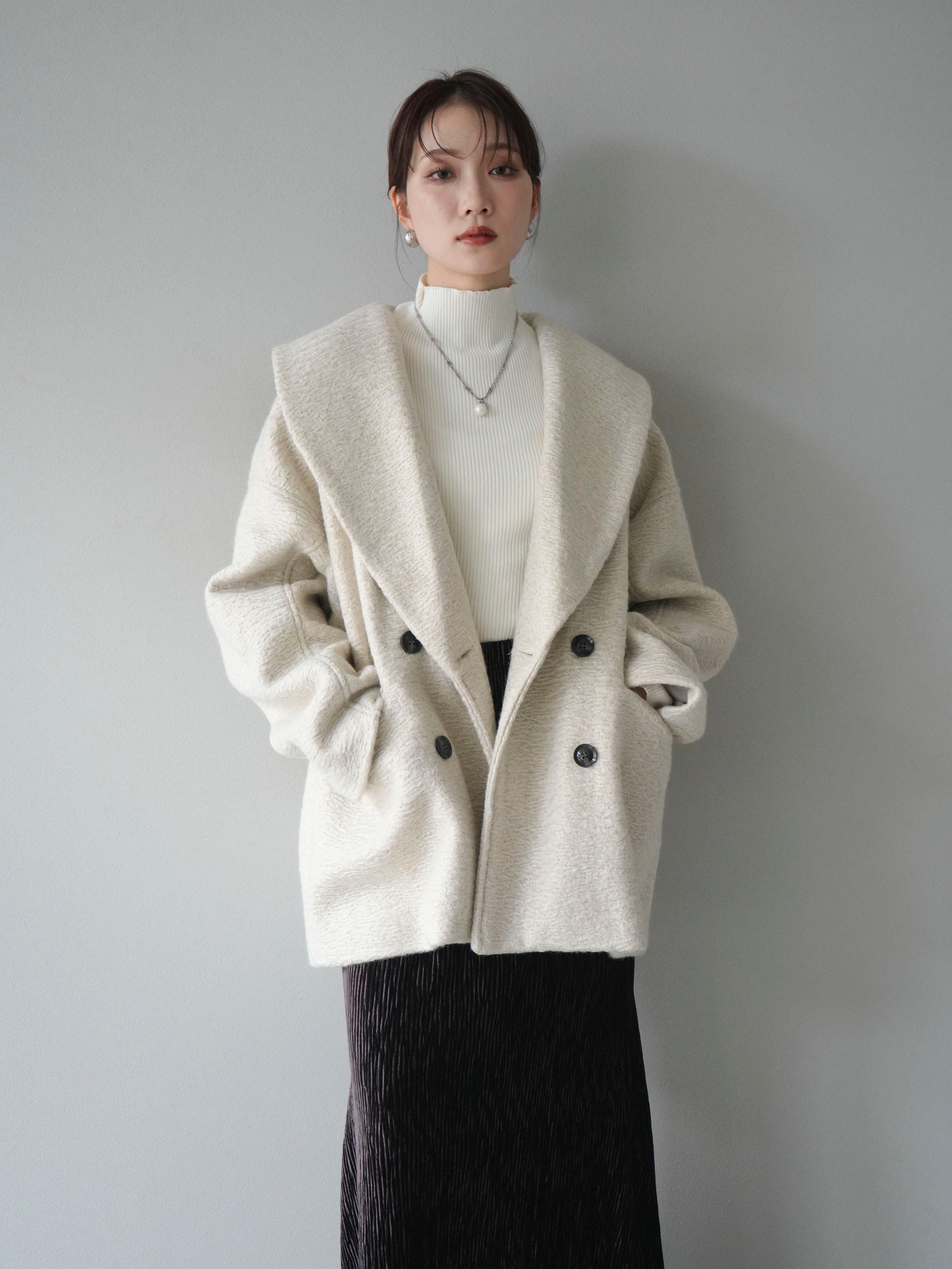 予約]ロービング襟付きミドルコクーンコート/ivory – Lumier