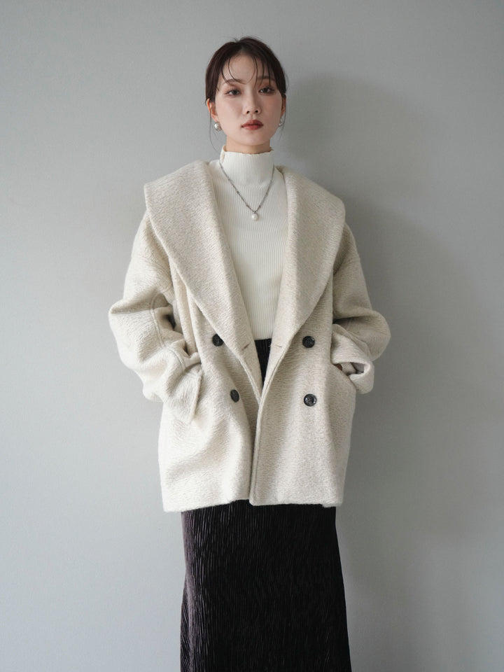 [予約]ロービング襟付きミドルコクーンコート/ivory