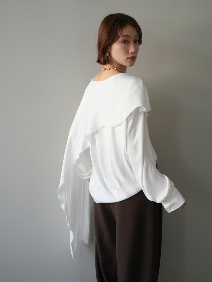 [予約]シルキードレープブラウス/white