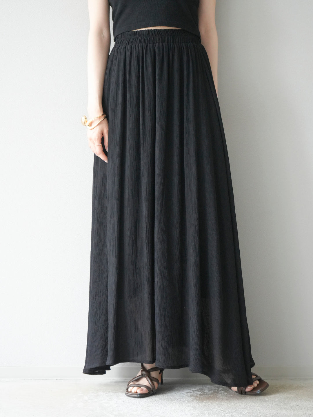 [SET]ビーズモチーフ楊柳ブラウス＆フレアスカートSET UP(2set)