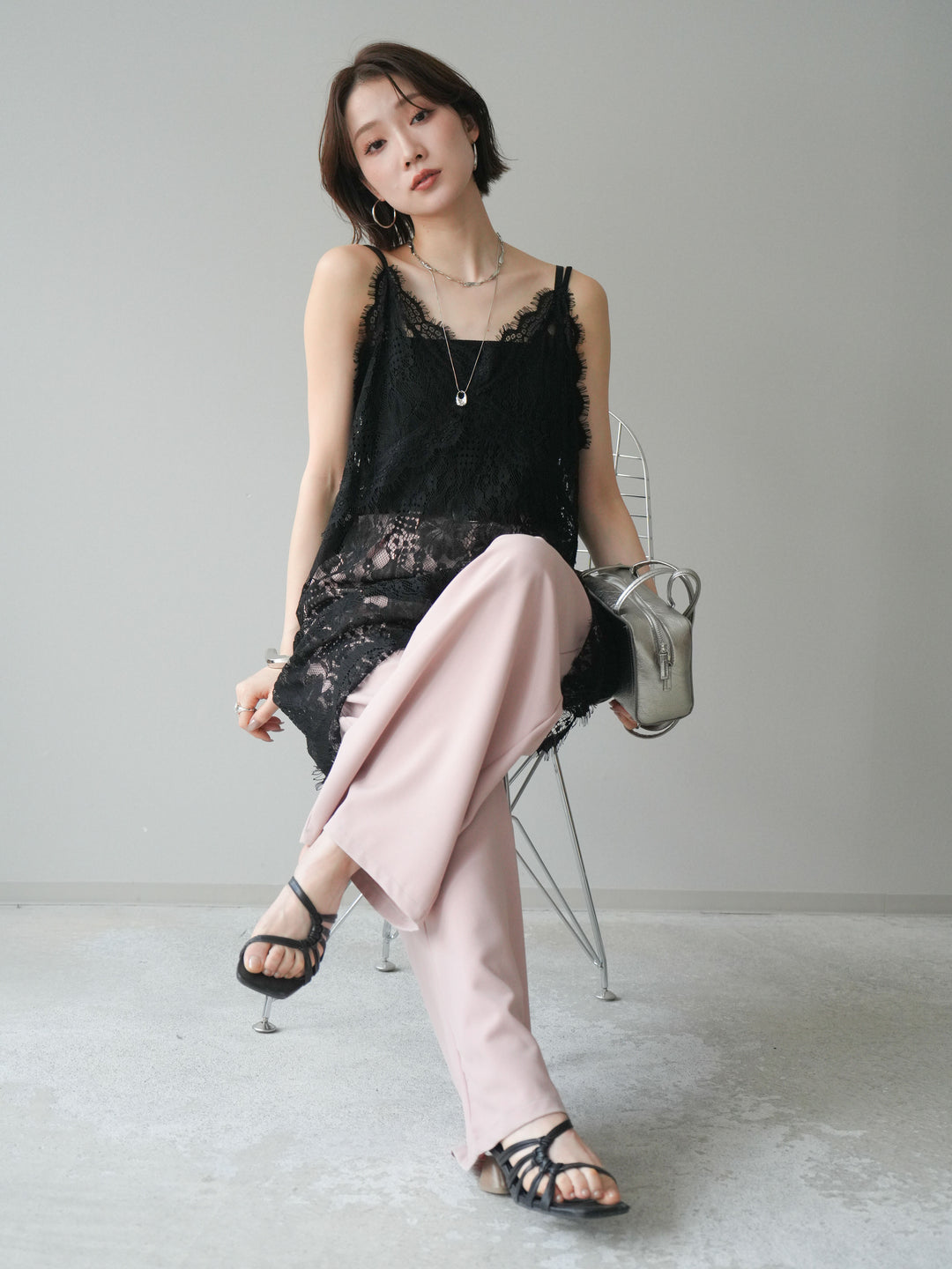 [予約]総レースチュニックキャミソール/black