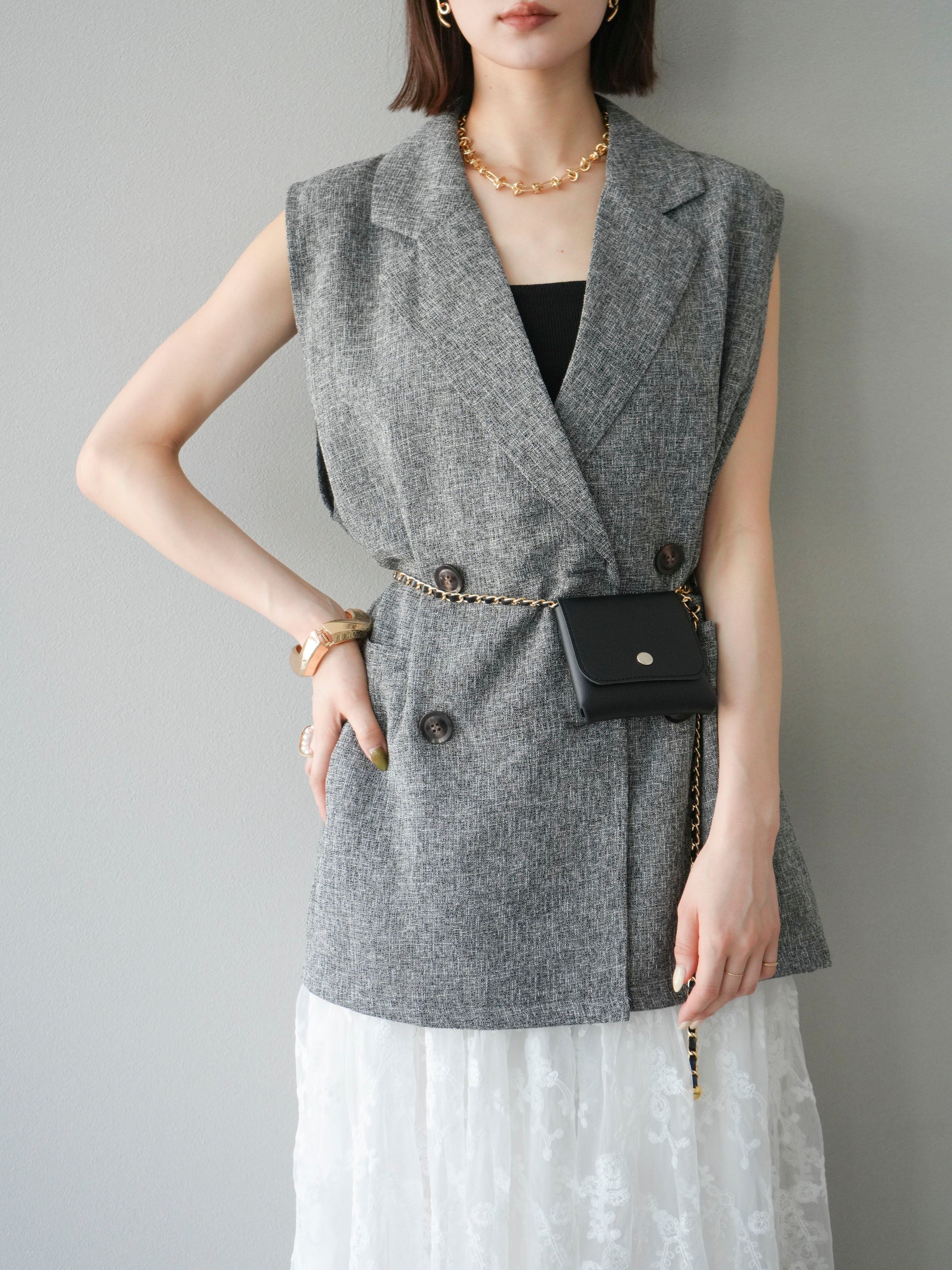 予約]ミックスツイードジレ/ブラック – Lumier