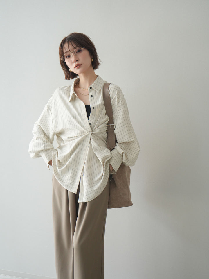 [予約]2WAYカシュクールストライプブラウス/beige