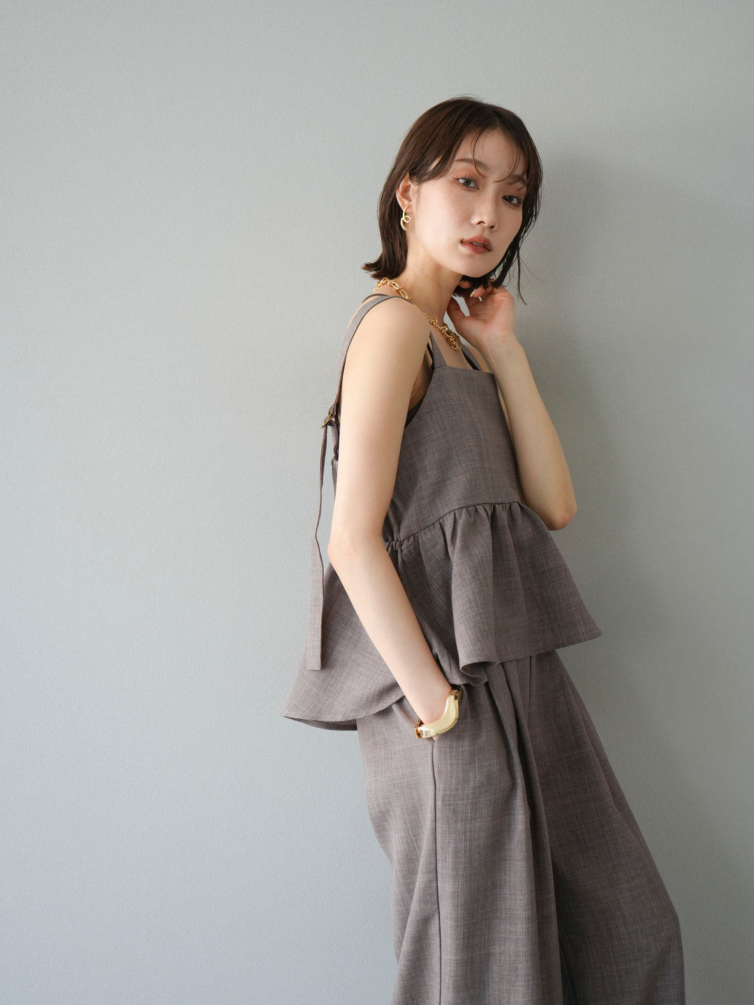 [予約]リネンライクビスチェ/モカ