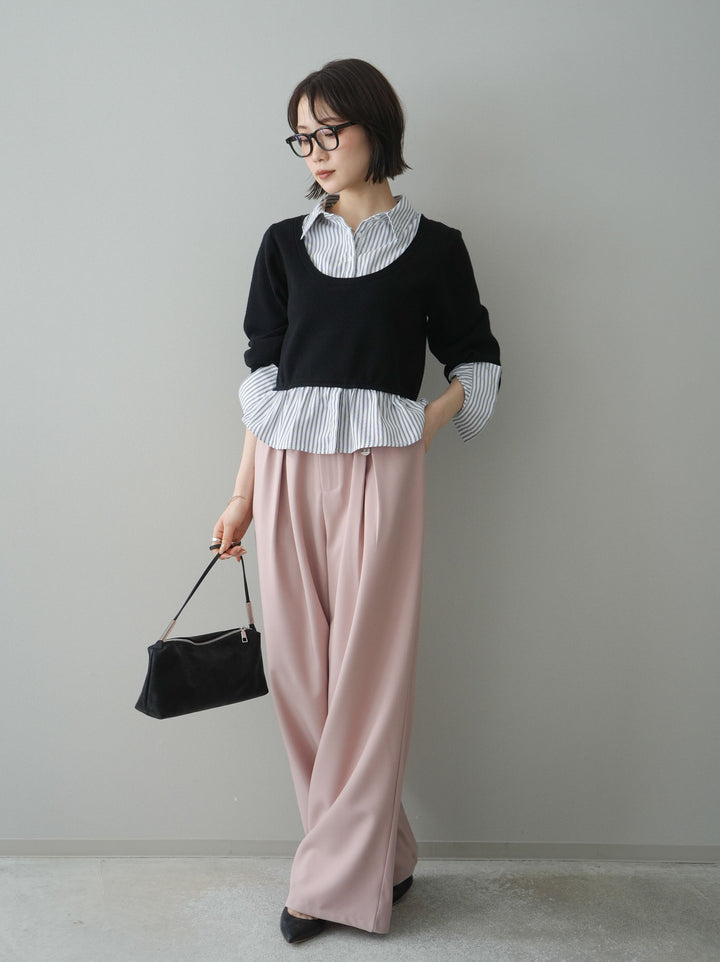 [予約]ベルト付キーホルダーモチーフワイドパンツ/pink