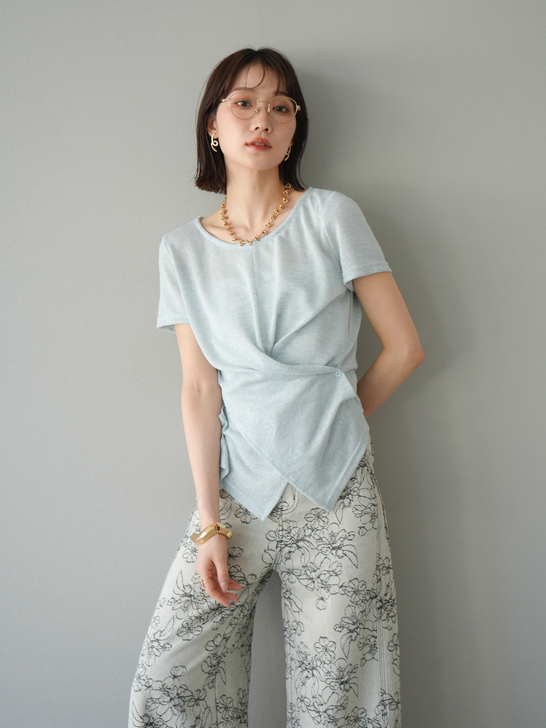 [預購] Cache-Coeur 薄紗針織套頭衫/藍色