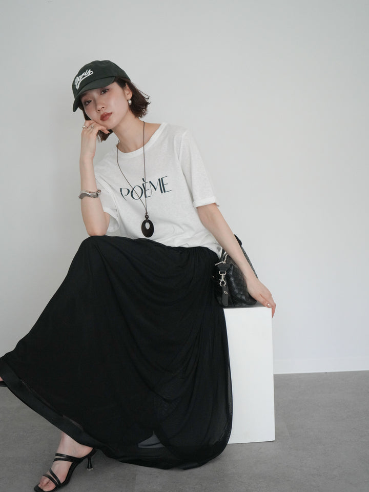 [予約]サークルネックレス付ロゴTシャツ/white